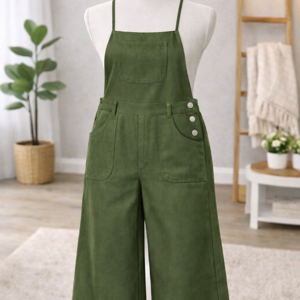 Zanana Green Wide-Leg Overalls NWOT M
